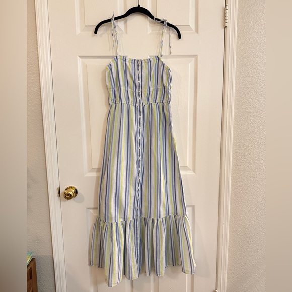 aerie Dresses & Skirts - Aerie Maxi Striped Tier Button Front Maxi Dress is Bow Straps - Women’s S